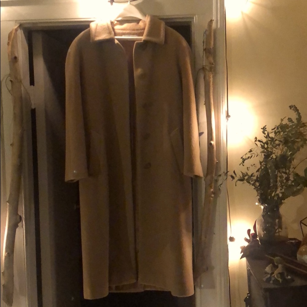 Wool trench coat.